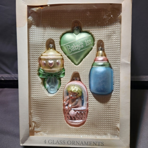 Target Other - Target 2002 Baby's First Holiday Christmas Glass Ornaments Set of 4